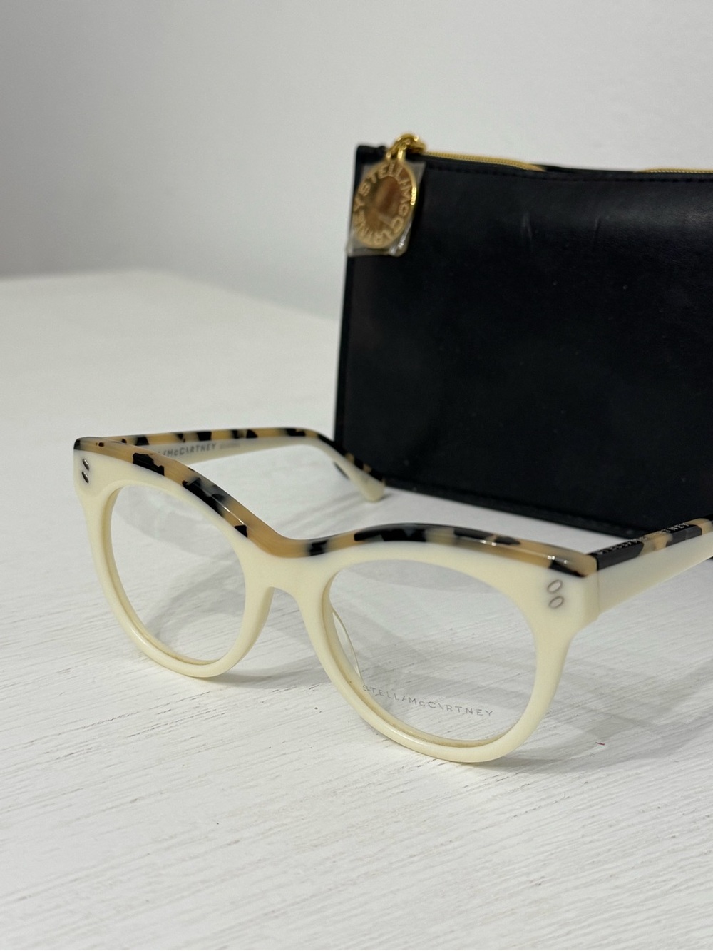 Stella McCartney Cream and Tortoiseshell Round Optical Glasses